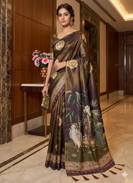 Ktd 2091 Handloom Fabric Digital Printed Saree Wholesale Clothing Suppliers In India